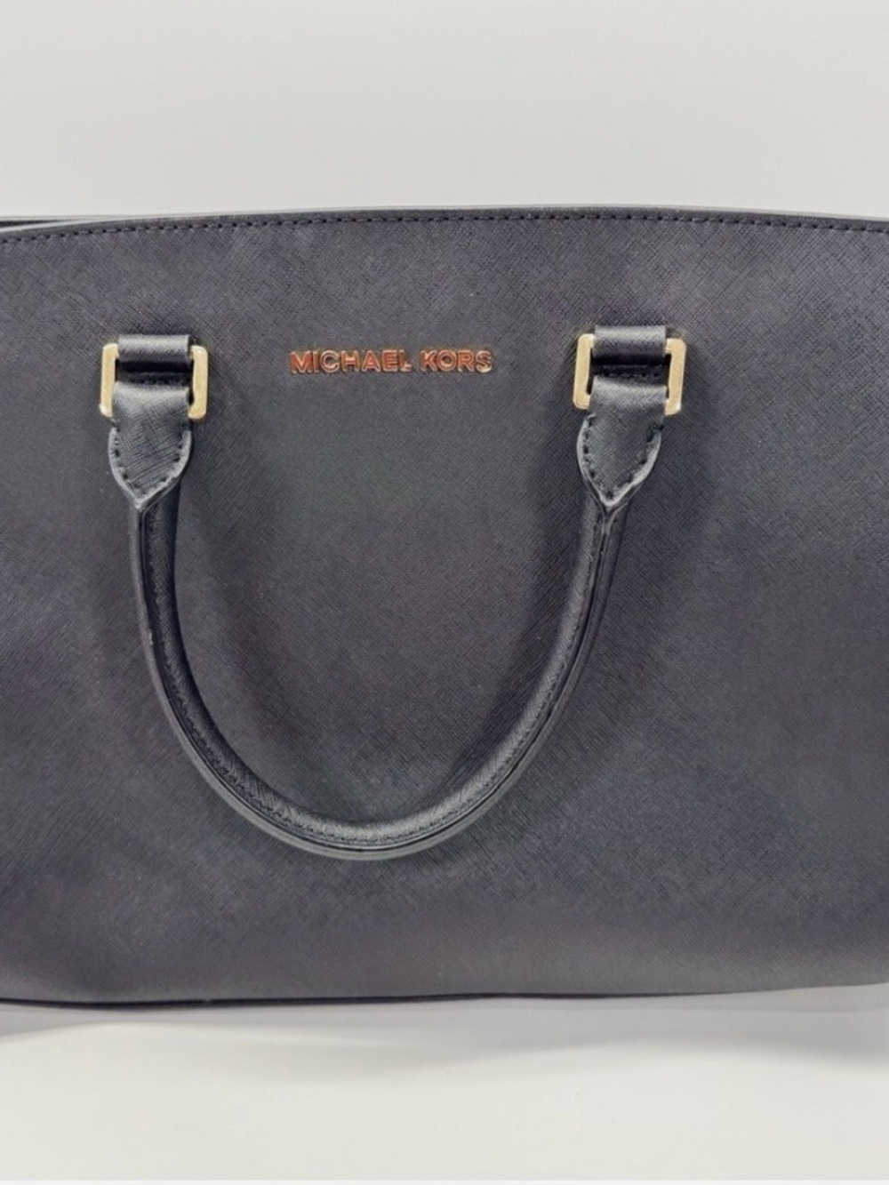 Michael Kors Black Saffiano Satchel with Gold Hardware